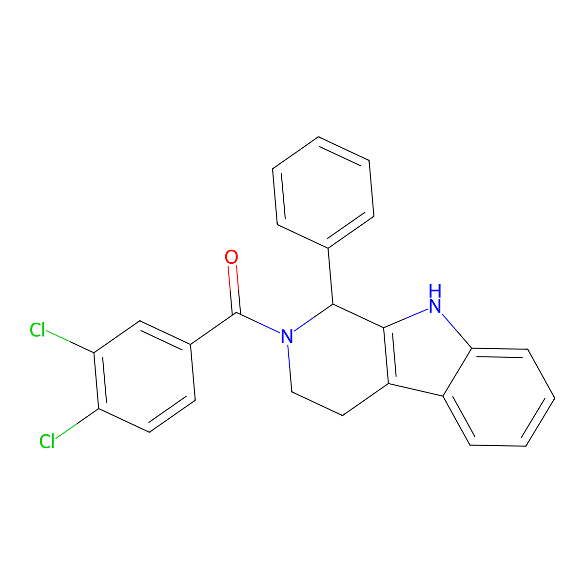 (3,4-Dichlorophenyl)-(1-phenyl-1,3,4,9-tetrahydropyrido[3,4-b]indol-2-yl)methanone molecular structure, CAS 312536-39-3
