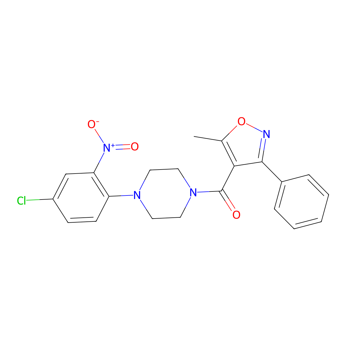 [4-(4-Chloro-2-nitrophenyl)piperazin-1-yl]-(5-methyl-3-phenyl-1,2-oxazol-4-yl)methanone molecular structure, CAS 312536-58-6