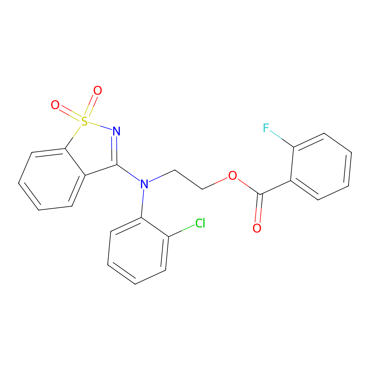 2-[(2-Chlorophenyl)(1,1-dioxido-1,2-benzothiazol-3-yl)amino]ethyl 2-fluorobenzoate molecular structure, CAS 312536-61-1