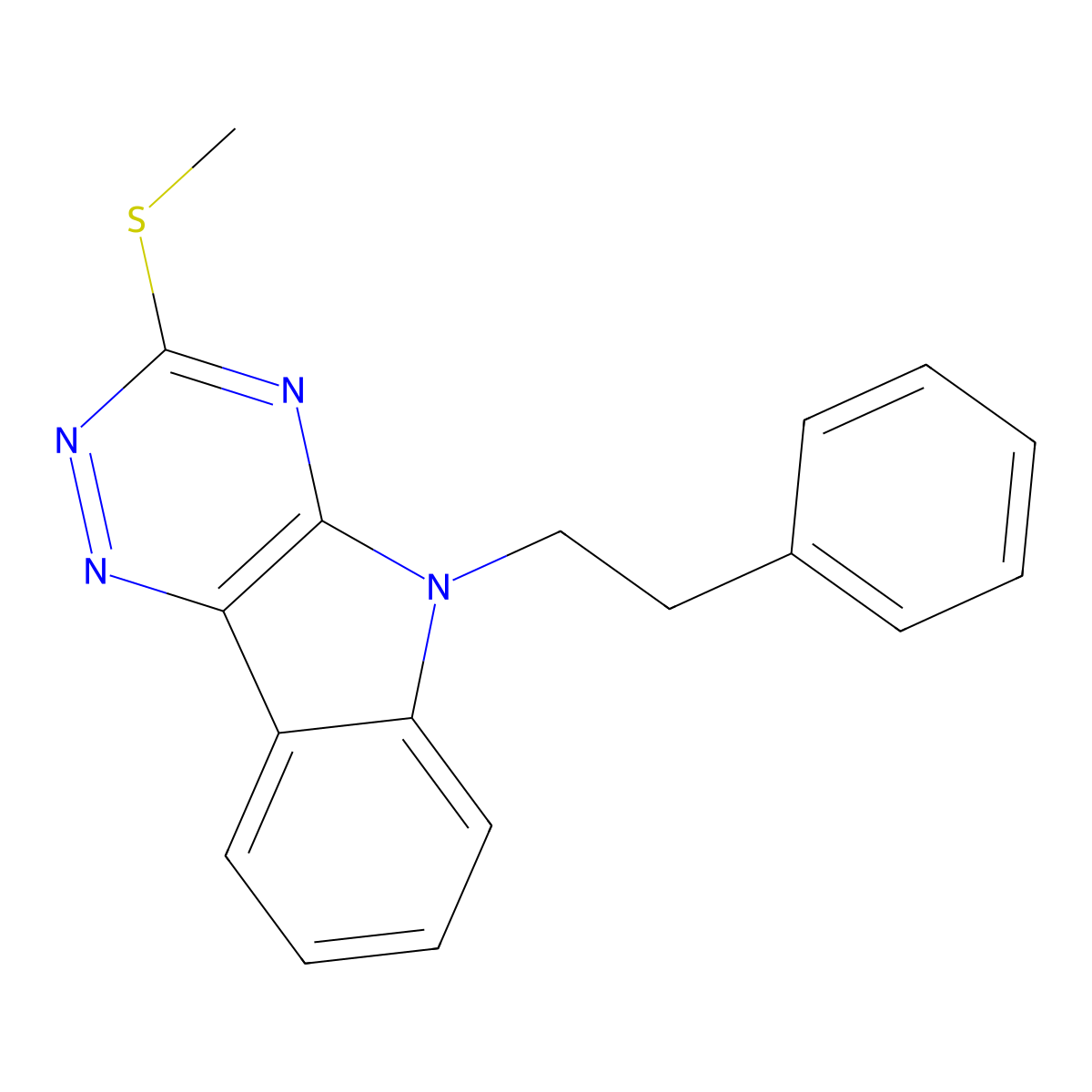 3-(Methylsulfanyl)-5-(2-phenylethyl)-5H-[1,2,4]triazino[5,6-b]indole molecular structure, CAS 312537-07-8