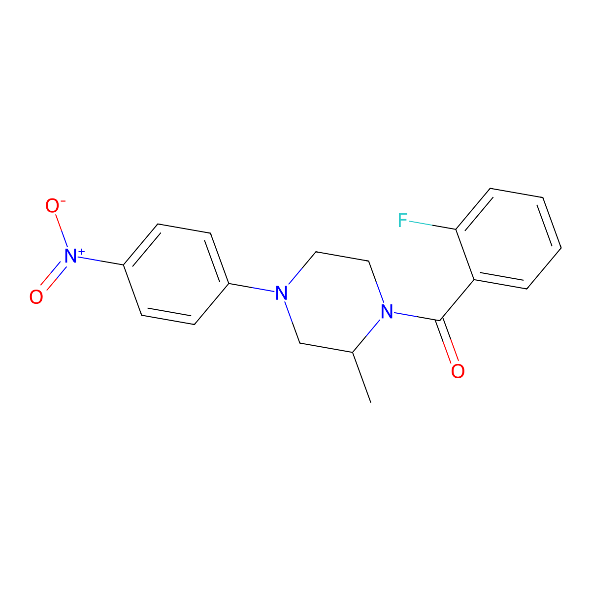 (2-Fluorophenyl)-[2-methyl-4-(4-nitrophenyl)piperazin-1-yl]methanone molecular structure, CAS 312537-24-9