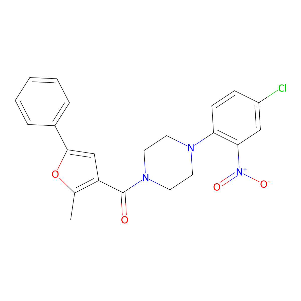 [4-(4-Chloro-2-nitrophenyl)piperazin-1-yl]-(2-methyl-5-phenylfuran-3-yl)methanone molecular structure, CAS 312537-33-0