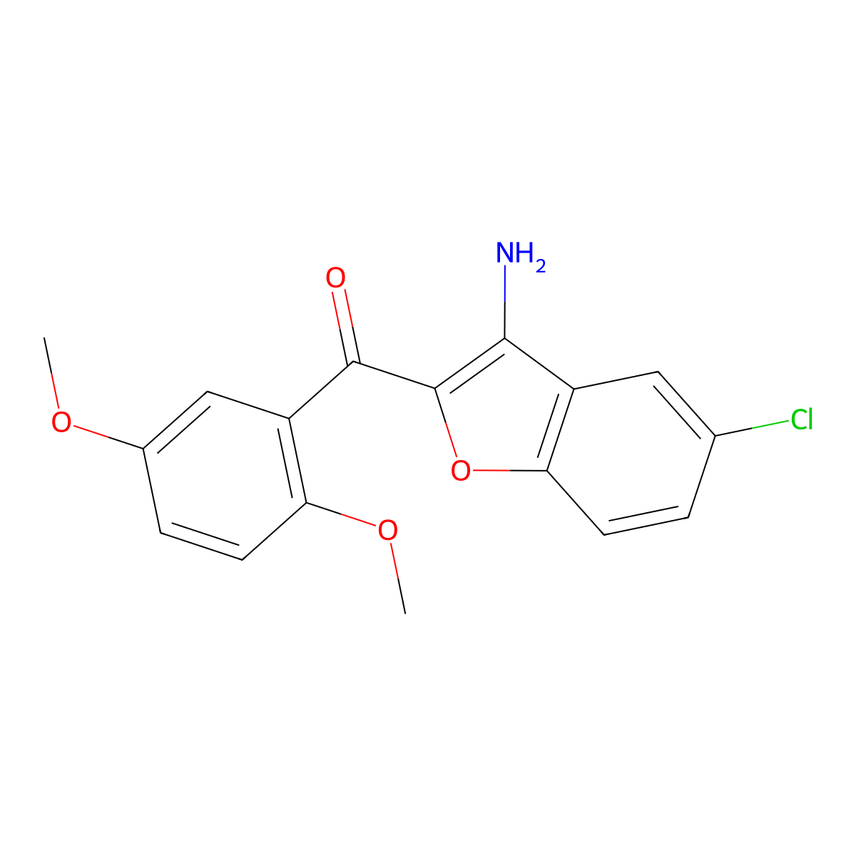 (3-Amino-5-chloro-1-benzofuran-2-yl)(2,5-dimethoxyphenyl)methanone molecular structure, CAS 312537-58-9