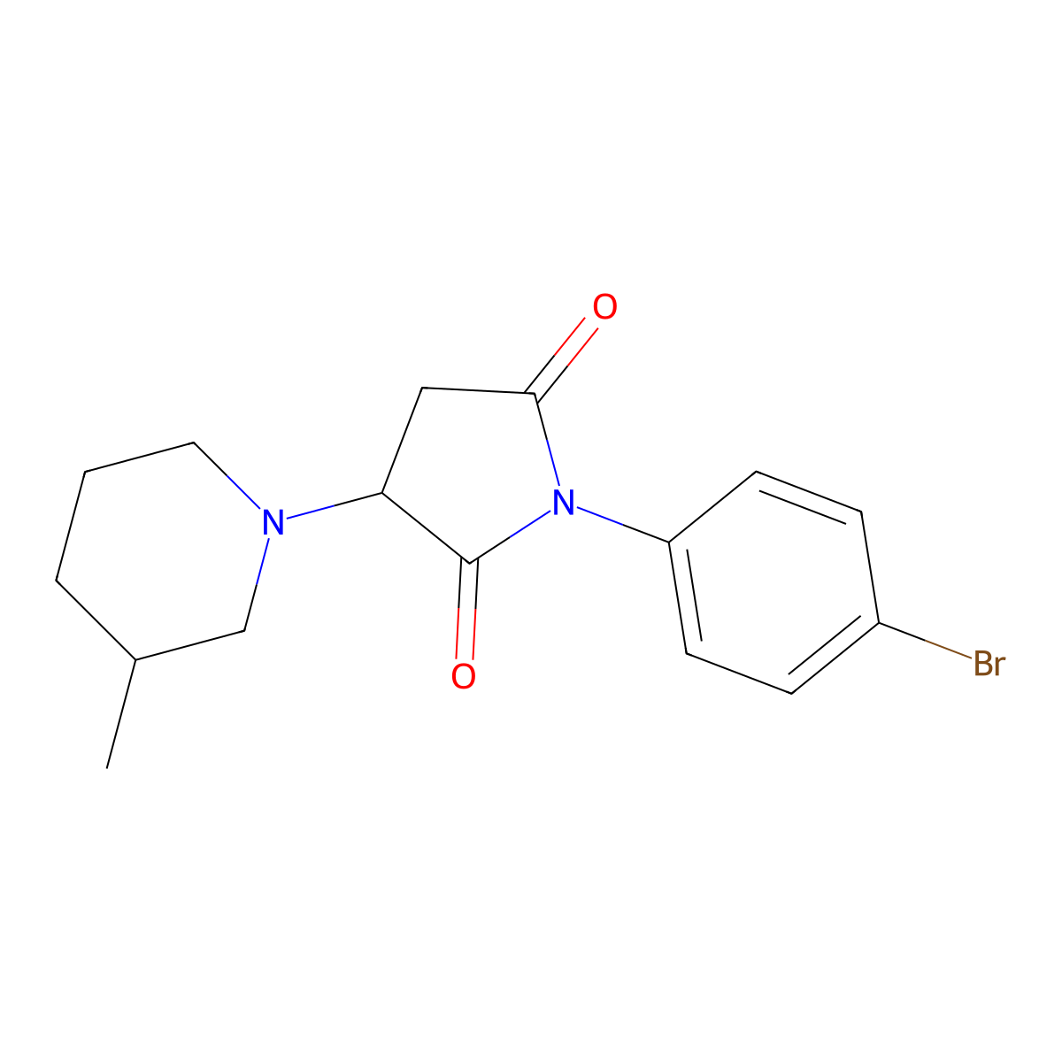1-(4-Bromophenyl)-3-(3-methylpiperidin-1-yl)pyrrolidine-2,5-dione molecular structure, CAS 312538-04-8