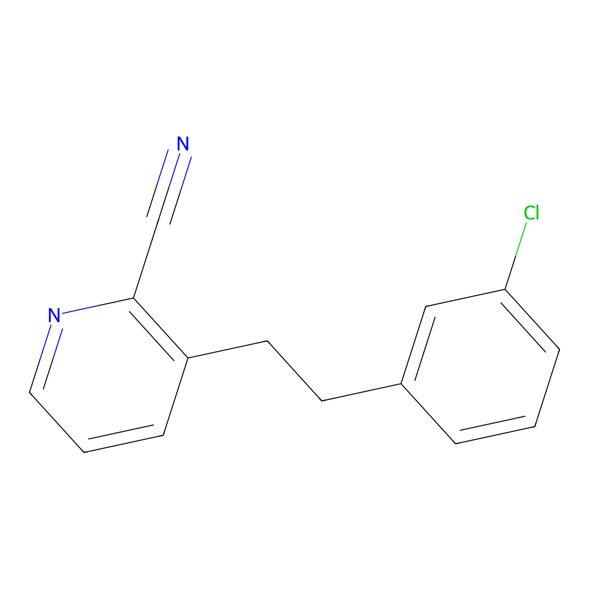 3-(2-(3-Chlorophenyl)ethyl)-2-pyridinecarbonitrile molecular structure, CAS 31255-57-9