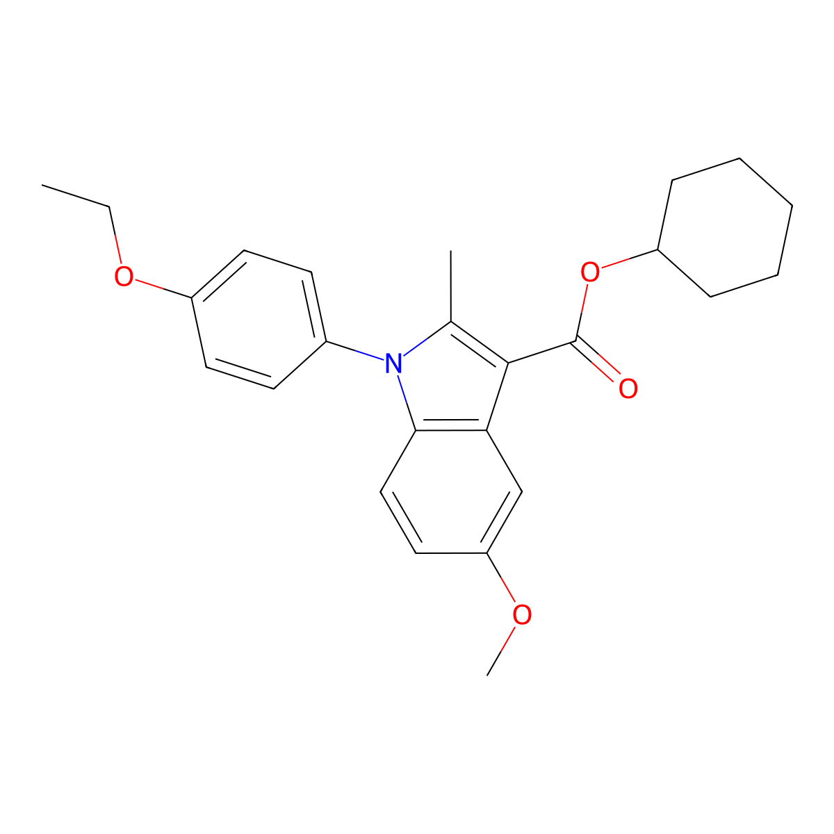 cyclohexyl 1-(4-ethoxyphenyl)-5-methoxy-2-methyl-1H-indole-3-carboxylate molecular structure, CAS 312584-65-9