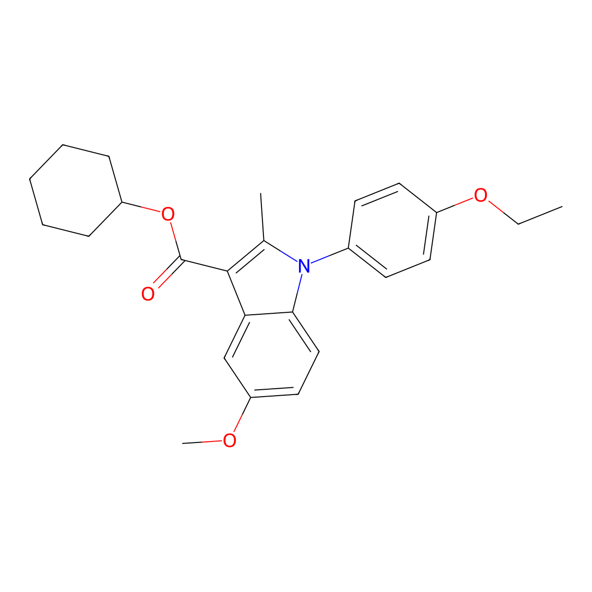 cyclohexyl 1-(4-ethoxyphenyl)-5-methoxy-2-methyl-1H-indole-3-carboxylate molecular structure, CAS 312584-65-9