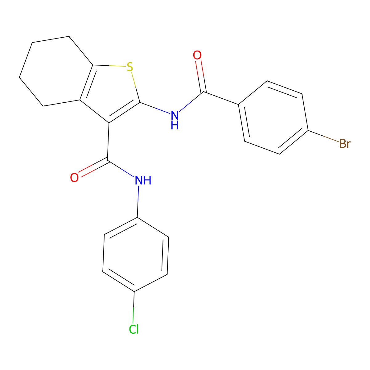 2-[(4-bromobenzoyl)amino]-N-(4-chlorophenyl)-4,5,6,7-tetrahydro-1-benzothiophene-3-carboxamide molecular structure, CAS 312584-71-7