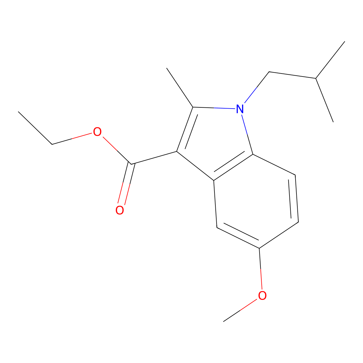 Ethyl 5-methoxy-2-methyl-1-(2-methylpropyl)indole-3-carboxylate molecular structure, CAS 312584-72-8