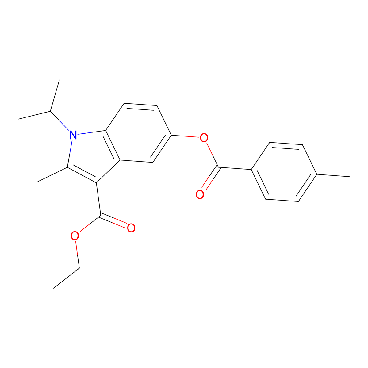 Ethyl 2-methyl-5-(4-methylbenzoyl)oxy-1-propan-2-ylindole-3-carboxylate molecular structure, CAS 312584-74-0