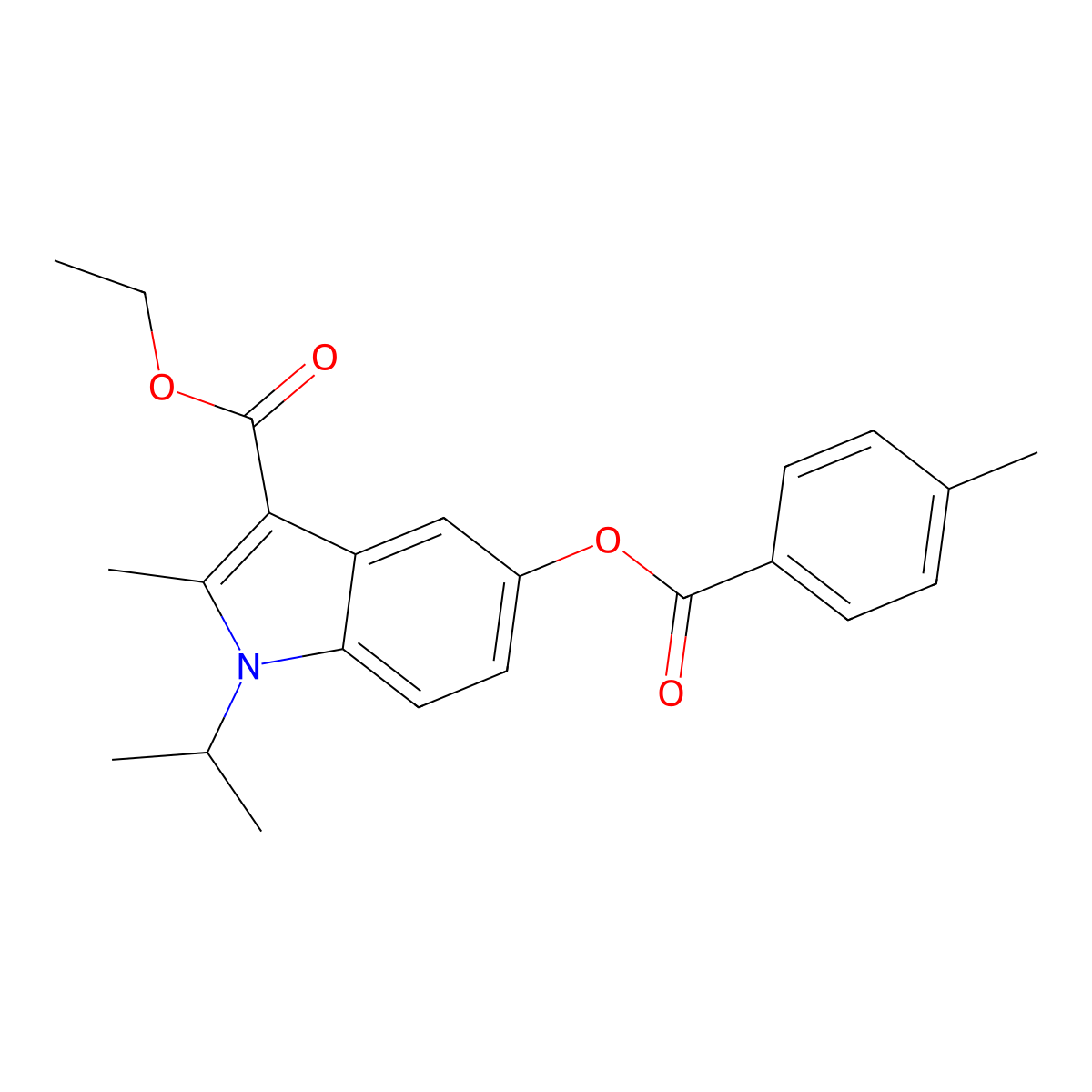Ethyl 2-methyl-5-(4-methylbenzoyl)oxy-1-propan-2-ylindole-3-carboxylate molecular structure, CAS 312584-74-0