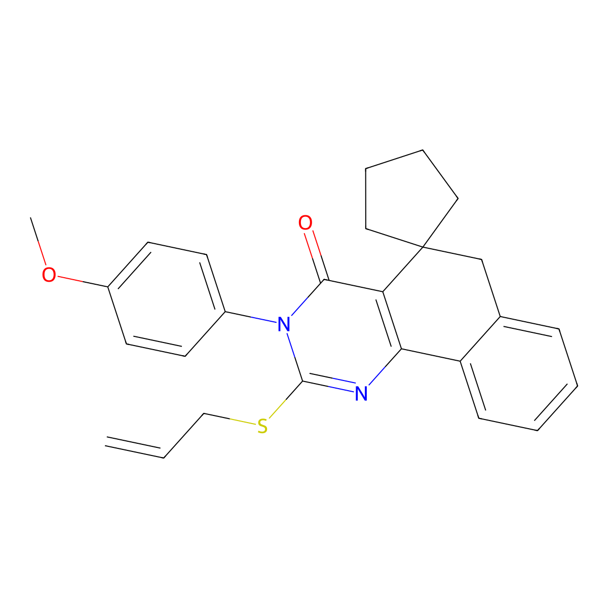 3-(4-methoxyphenyl)-2-prop-2-enylsulfanylspiro[6H-benzo[h]quinazoline-5,1'-cyclopentane]-4-one molecular structure, CAS 312585-33-4