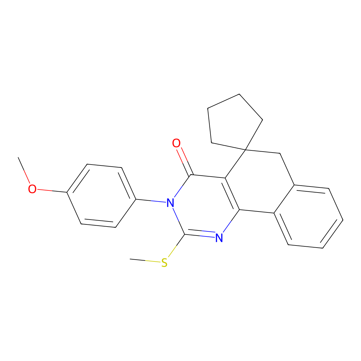 3-(4-methoxyphenyl)-2-methylsulfanylspiro[6H-benzo[h]quinazoline-5,1'-cyclopentane]-4-one molecular structure, CAS 312585-38-9