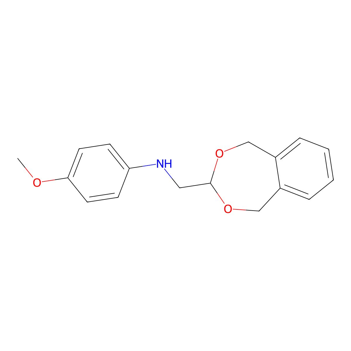 (5,9-Dihydro-6,8-dioxa-benzocyclohepten-7-yl-methyl)-(4-methoxy-phenyl)-amine molecular structure, CAS 312585-47-0