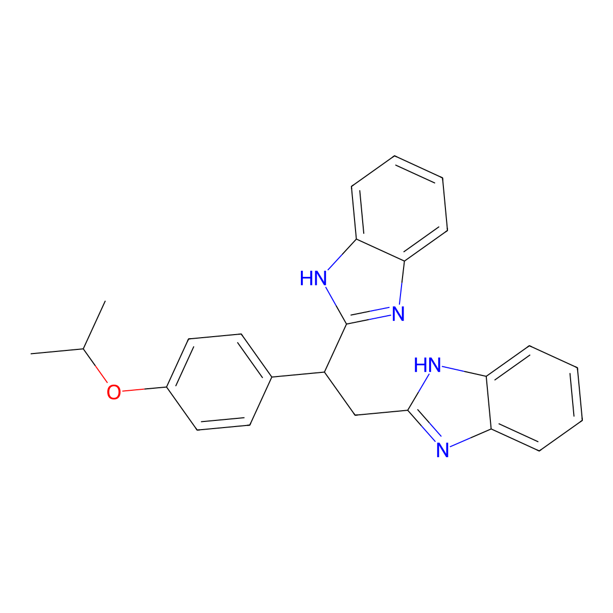 2-[2-(1H-benzimidazol-2-yl)-1-(4-propan-2-yloxyphenyl)ethyl]-1H-benzimidazole molecular structure, CAS 312585-51-6