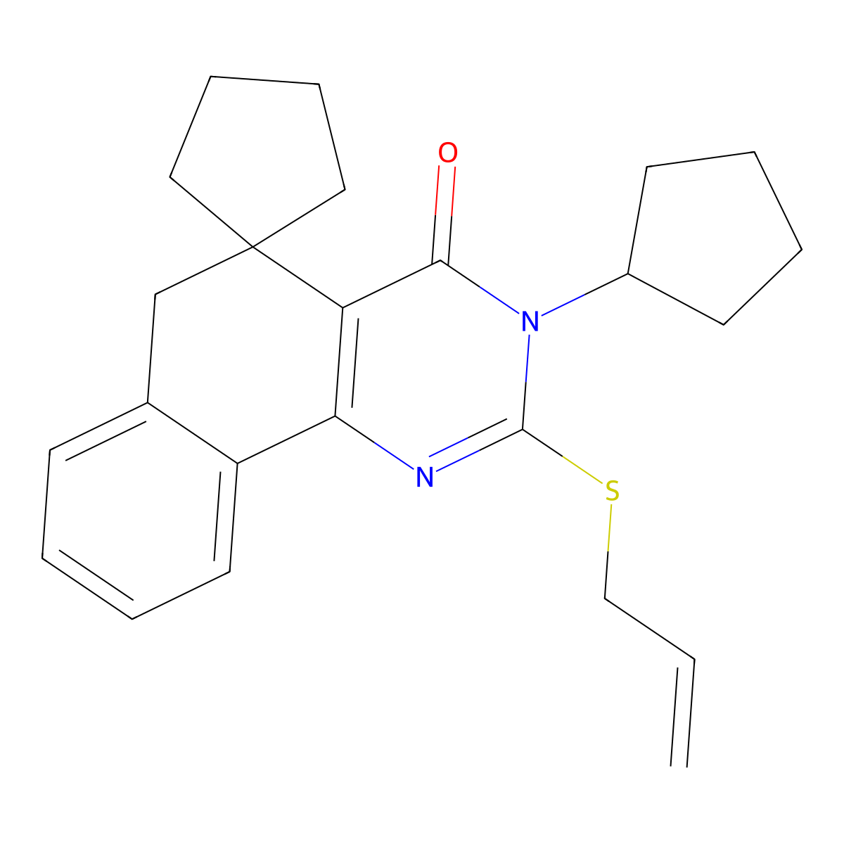2-(allylsulfanyl)-3-cyclopentyl-5,6-dihydrospiro(benzo[h]quinazoline-5,1'-cyclopentane)-4(3H)-one molecular structure, CAS 312585-57-2