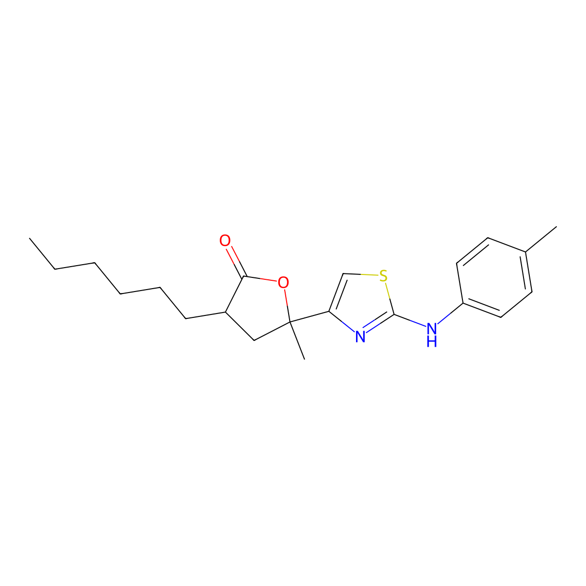 3-Hexyl-5-methyl-5-[2-(4-methylanilino)-1,3-thiazol-4-yl]oxolan-2-one molecular structure, CAS 312585-62-9