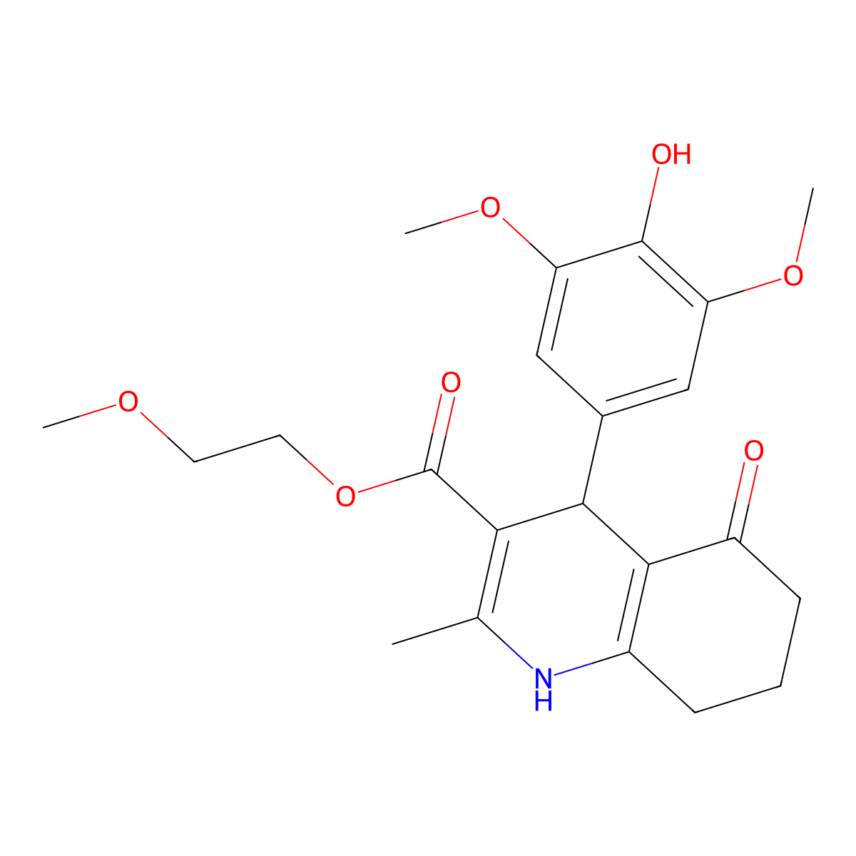 2-Methoxyethyl 4-(4-hydroxy-3,5-dimethoxyphenyl)-2-methyl-5-oxo-1,4,5,6,7,8-hexahydroquinoline-3-carboxylate molecular structure, CAS 312585-94-7