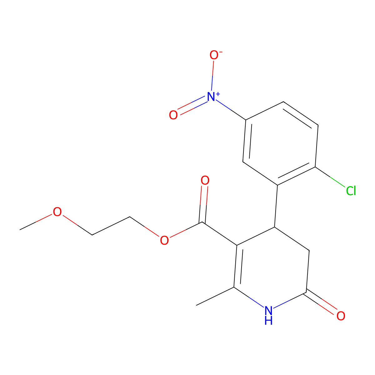 2-Methoxyethyl 4-(2-chloro-5-nitrophenyl)-2-methyl-6-oxo-1,4,5,6-tetrahydropyridine-3-carboxylate molecular structure, CAS 312586-23-5