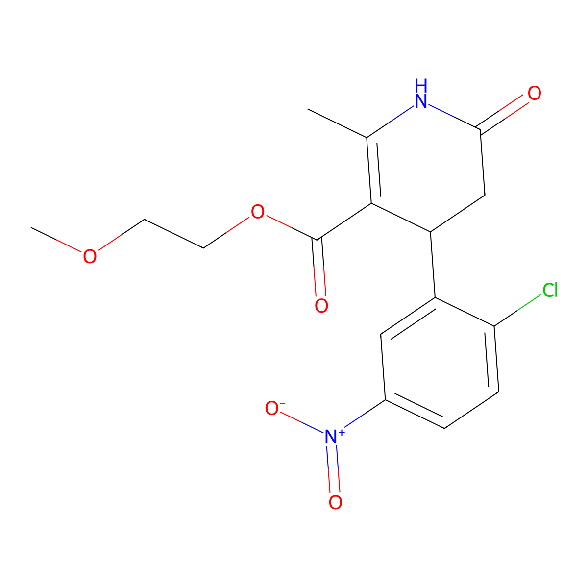 2-Methoxyethyl 4-(2-chloro-5-nitrophenyl)-2-methyl-6-oxo-1,4,5,6-tetrahydropyridine-3-carboxylate molecular structure, CAS 312586-23-5