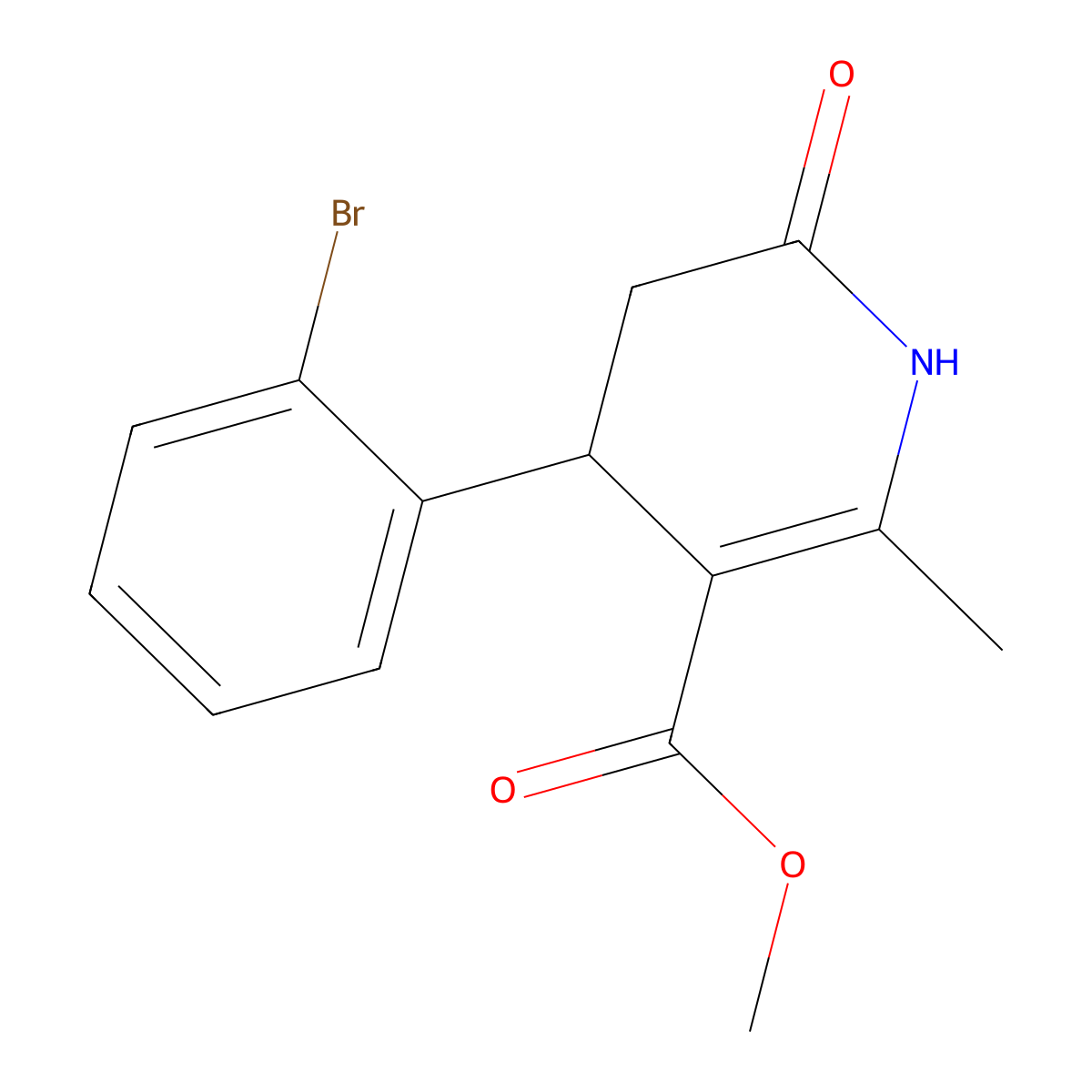 Methyl 4-(2-bromophenyl)-2-methyl-6-oxo-1,4,5,6-tetrahydropyridine-3-carboxylate molecular structure, CAS 312586-30-4