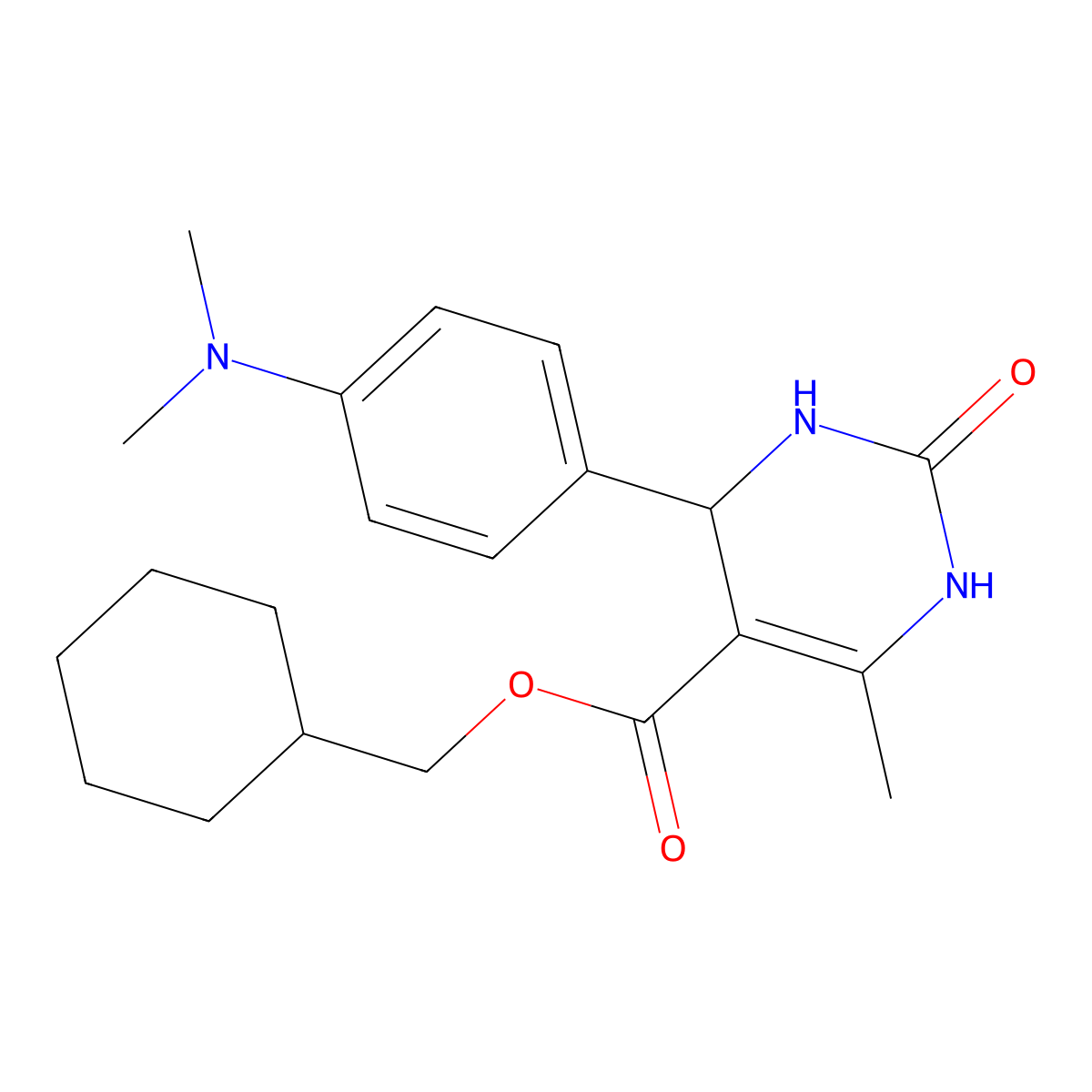 Cyclohexylmethyl 4-(4-(dimethylamino)phenyl)-6-methyl-2-oxo-1,2,3,4-tetrahydropyrimidine-5-carboxylate molecular structure, CAS 312586-70-2