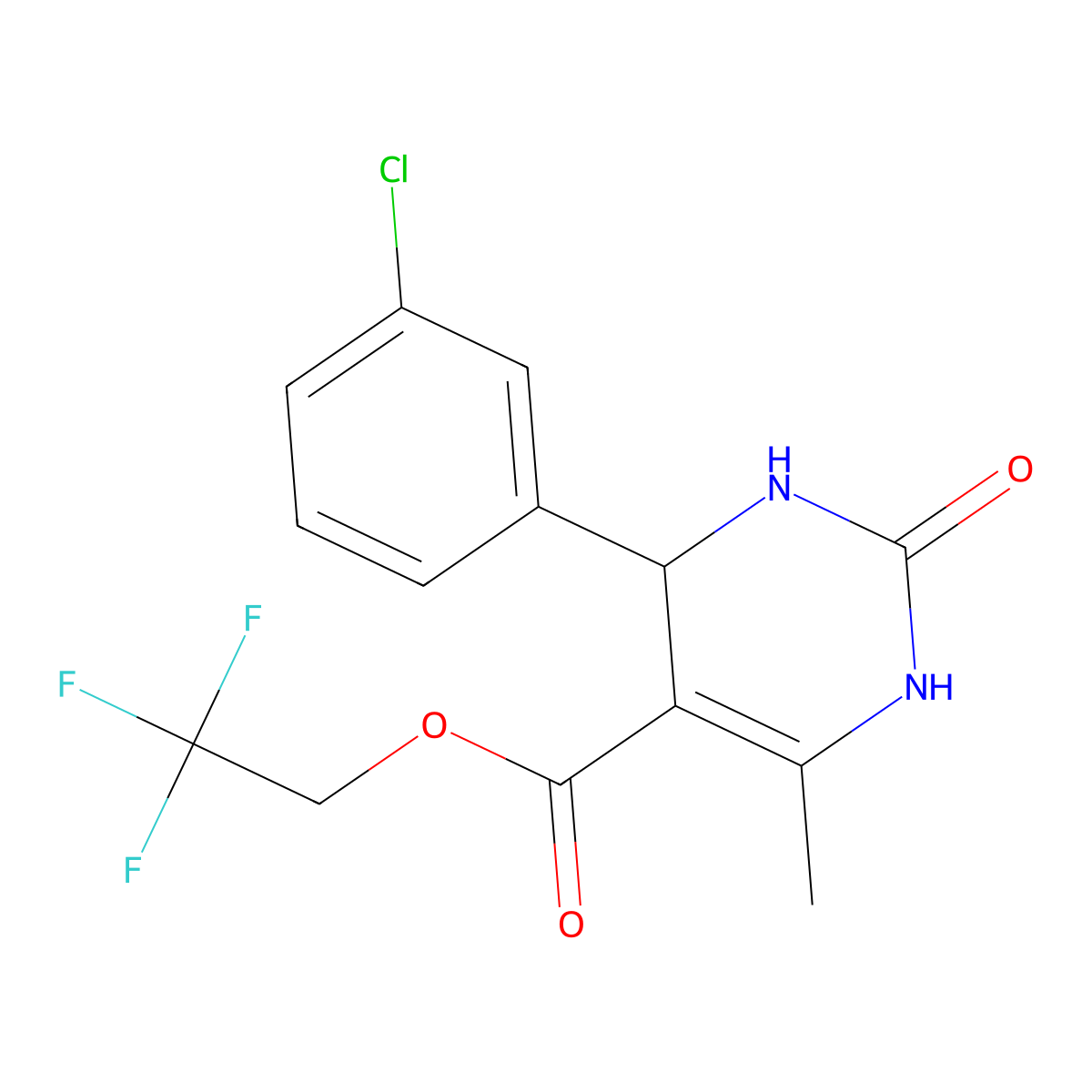 2,2,2-Trifluoroethyl 4-(3-chlorophenyl)-6-methyl-2-oxo-1,2,3,4-tetrahydropyrimidine-5-carboxylate molecular structure, CAS 312586-71-3