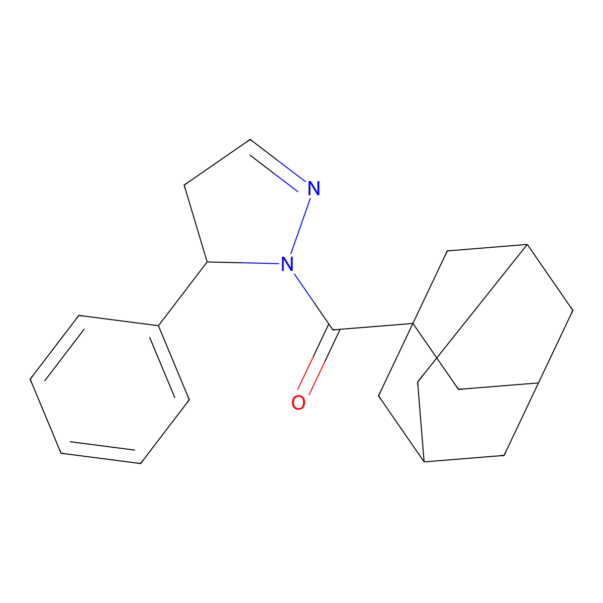1-Adamantyl-(3-phenyl-3,4-dihydropyrazol-2-yl)methanone molecular structure, CAS 312586-74-6