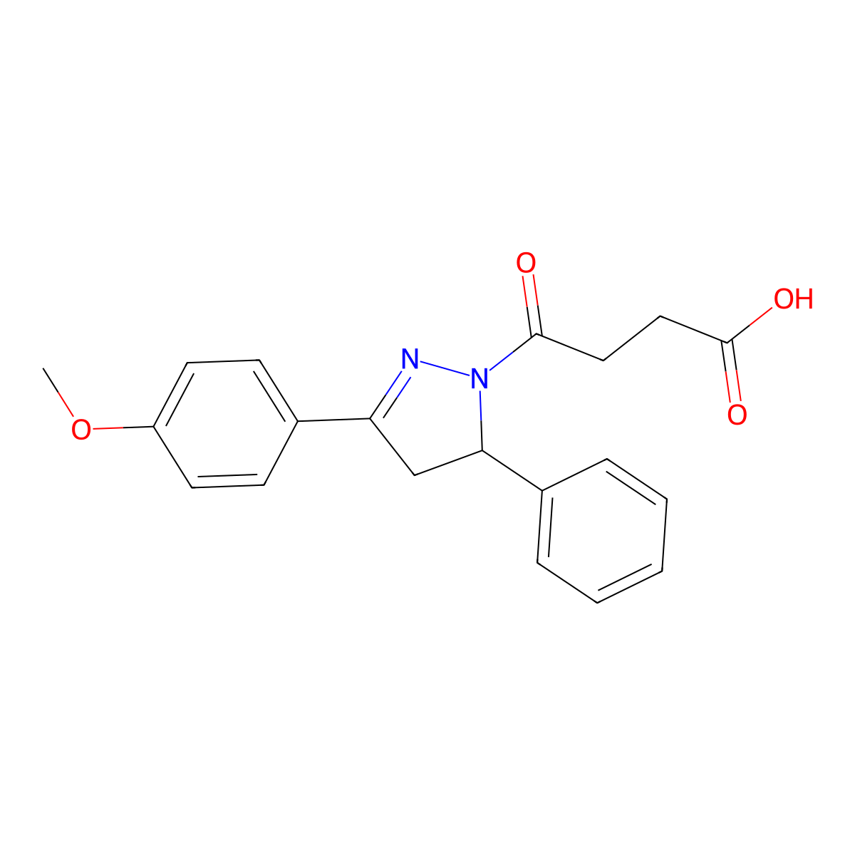 4-[5-(4-Methoxyphenyl)-3-phenyl-3,4-dihydropyrazol-2-yl]-4-oxobutanoic acid molecular structure, CAS 312586-85-9