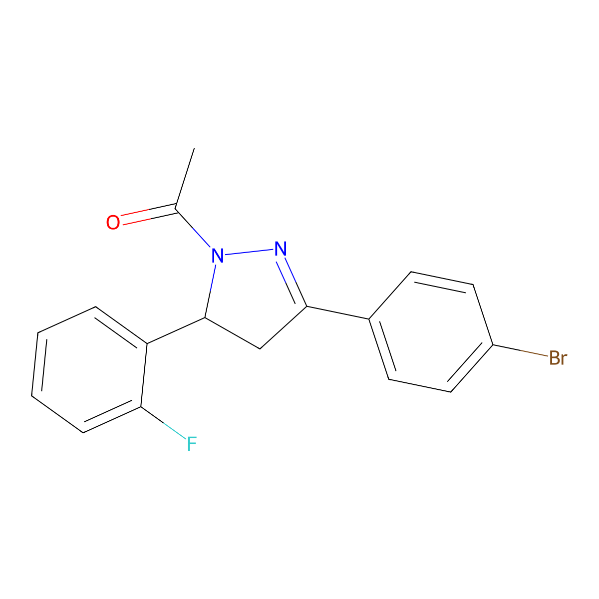 1-[5-(4-Bromophenyl)-3-(2-fluorophenyl)-3,4-dihydropyrazol-2-yl]ethanone molecular structure, CAS 312586-86-0