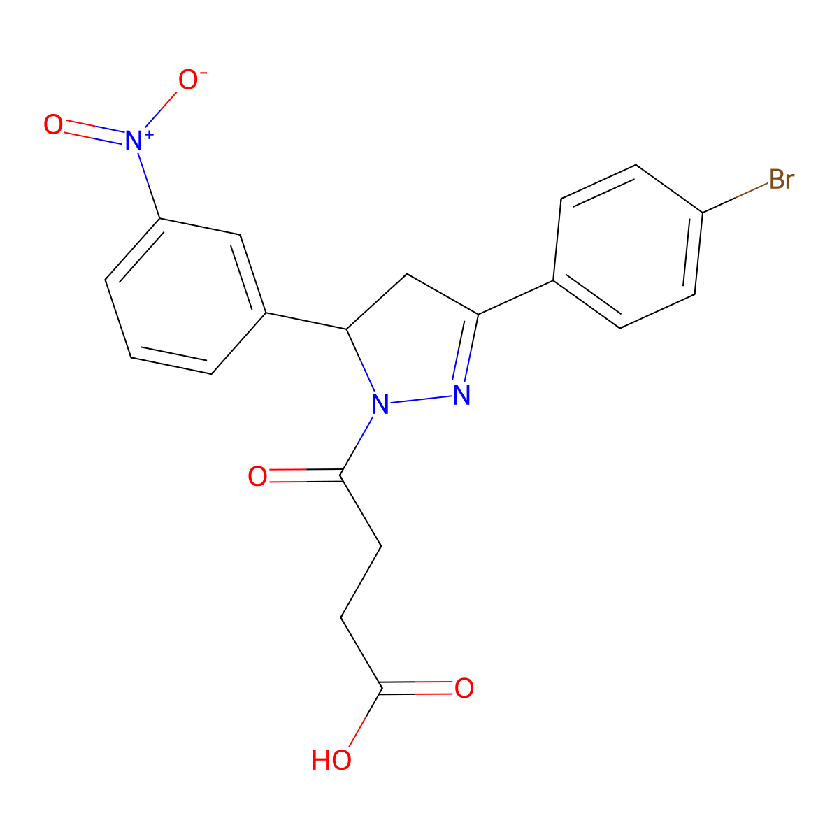 4-[3-(4-bromophenyl)-5-(3-nitrophenyl)-4,5-dihydro-1H-pyrazol-1-yl]-4-oxobutanoic acid molecular structure, CAS 312586-87-1