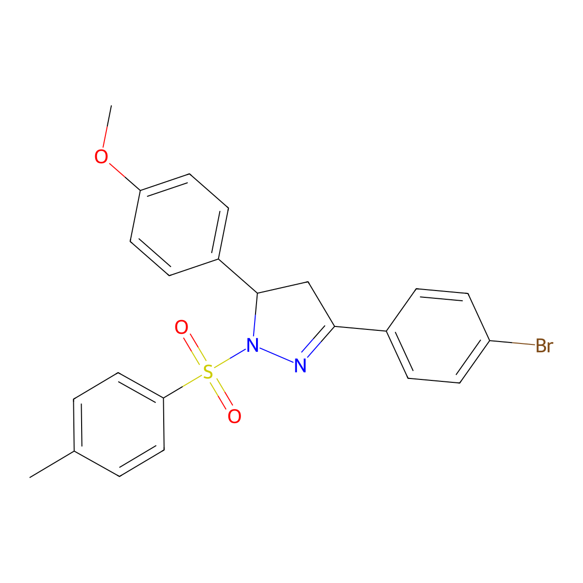 3-(4-bromophenyl)-5-(4-methoxyphenyl)-1-tosyl-4,5-dihydro-1H-pyrazole molecular structure, CAS 312586-91-7