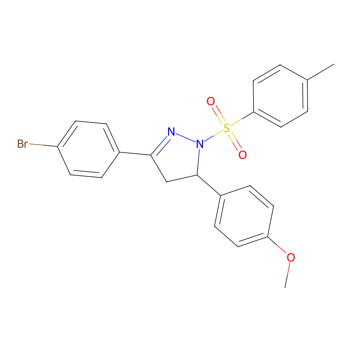 3-(4-bromophenyl)-5-(4-methoxyphenyl)-1-tosyl-4,5-dihydro-1H-pyrazole molecular structure, CAS 312586-91-7