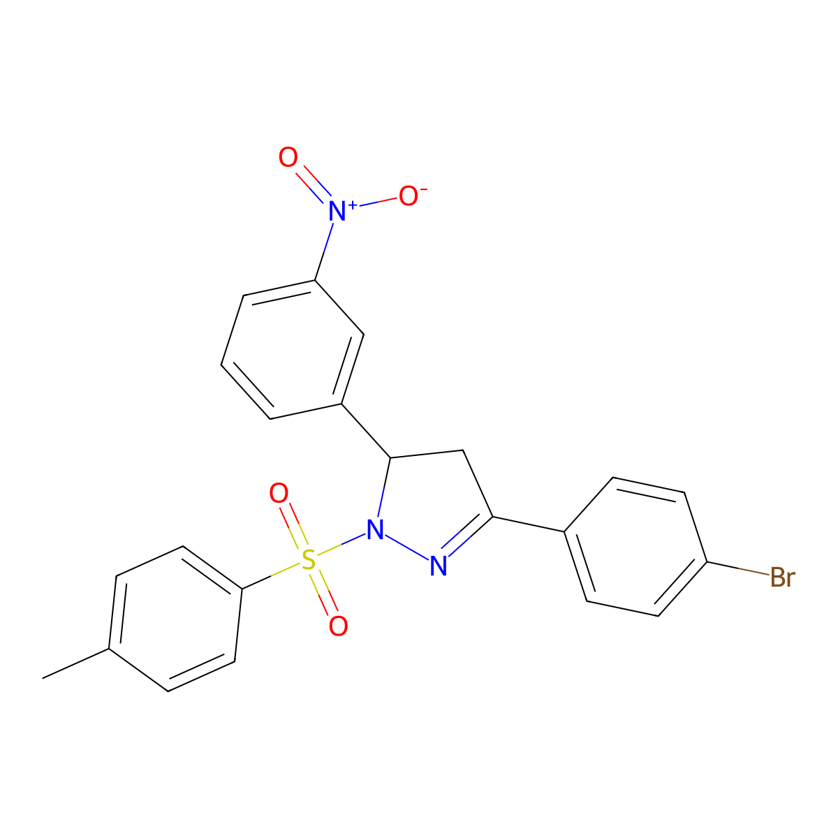 3-(4-bromophenyl)-5-(3-nitrophenyl)-1-tosyl-4,5-dihydro-1H-pyrazole molecular structure, CAS 312586-92-8