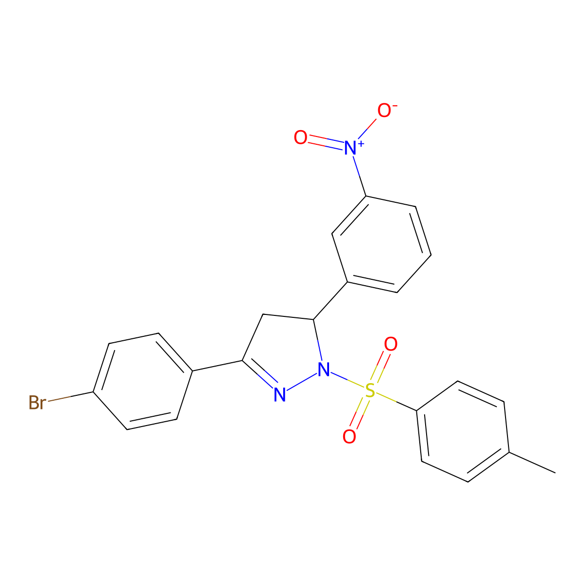 3-(4-bromophenyl)-5-(3-nitrophenyl)-1-tosyl-4,5-dihydro-1H-pyrazole molecular structure, CAS 312586-92-8