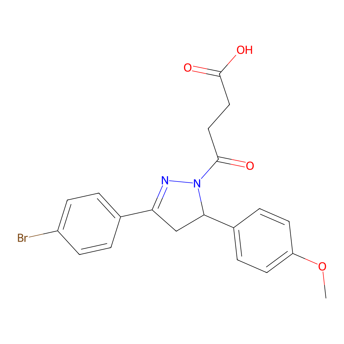 4-[3-(4-bromophenyl)-5-(4-methoxyphenyl)-4,5-dihydro-1H-pyrazol-1-yl]-4-oxobutanoic acid molecular structure, CAS 312587-04-5