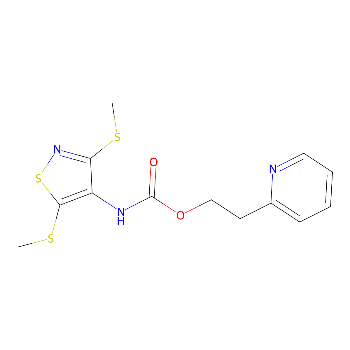 2-(2-Pyridinyl)ethyl [3,5-bis(methylthio)-4-isothiazolyl]carbamate molecular structure, CAS 312587-10-3