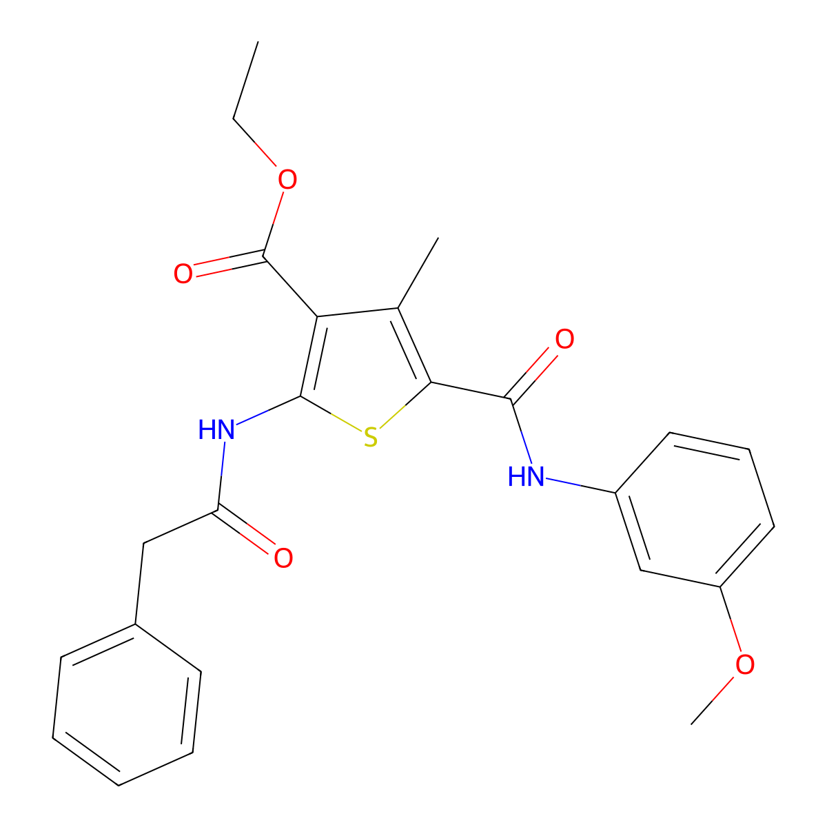 Ethyl 5-[(3-methoxyanilino)carbonyl]-4-methyl-2-[(phenylacetyl)amino]-3-thiophenecarboxylate molecular structure, CAS 312587-49-8