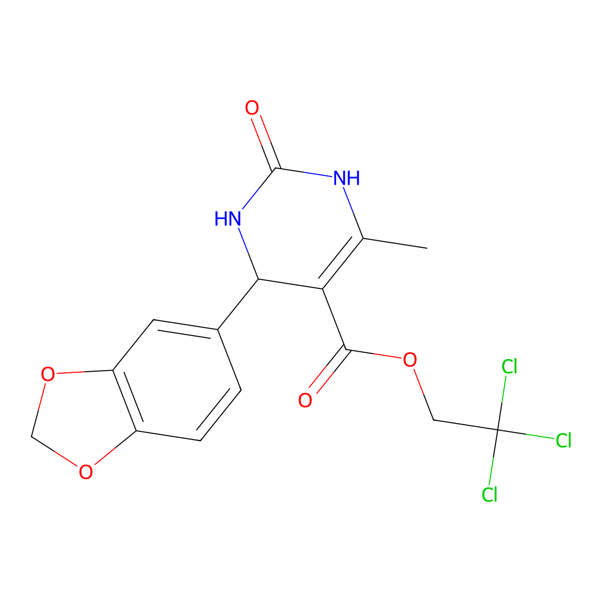 2,2,2-Trichloroethyl 4-(1,3-benzodioxol-5-yl)-6-methyl-2-oxo-1,2,3,4-tetrahydropyrimidine-5-carboxylate molecular structure, CAS 312587-64-7