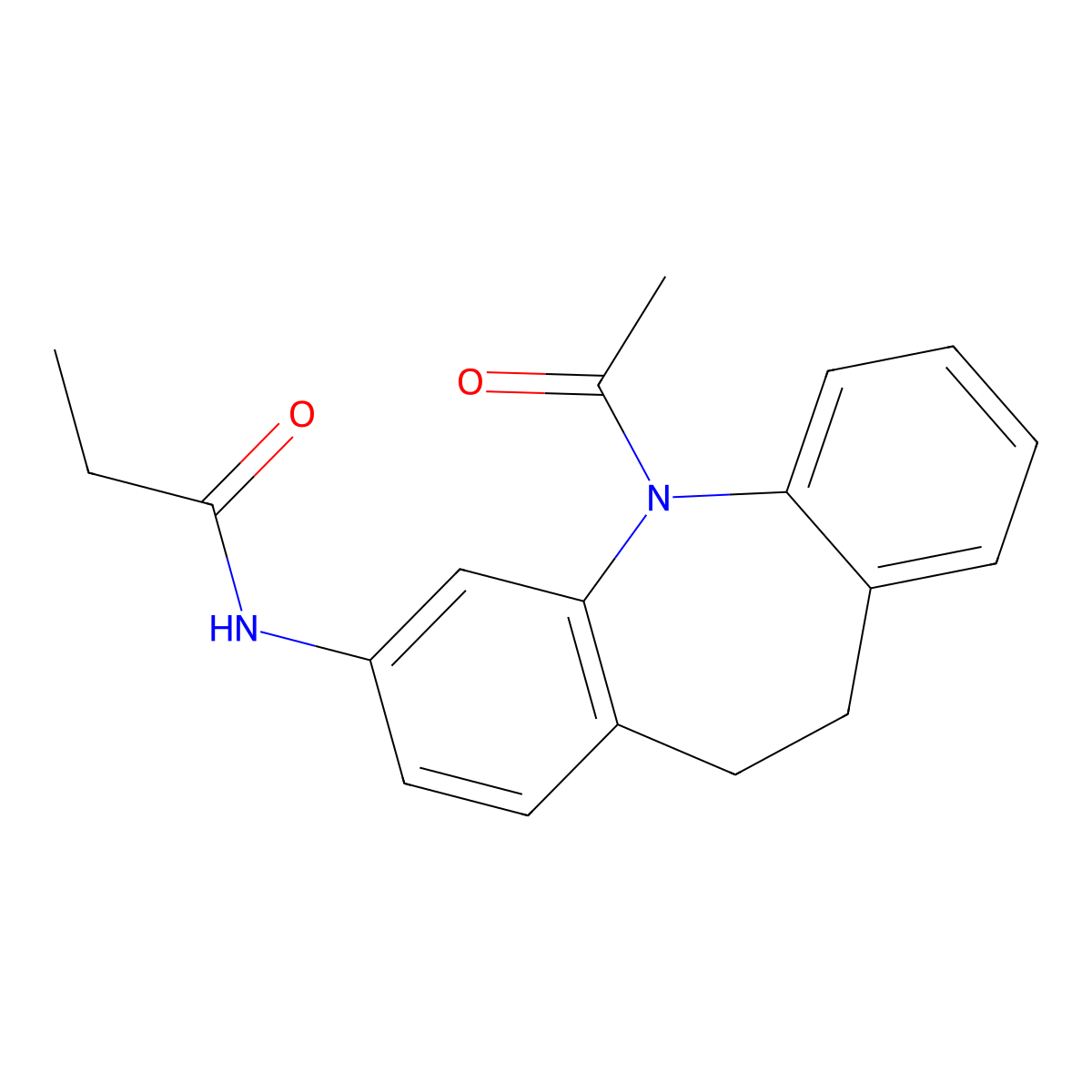 N-(11-acetyl-5,6-dihydrobenzo[b][1]benzazepin-2-yl)propanamide molecular structure, CAS 312587-65-8