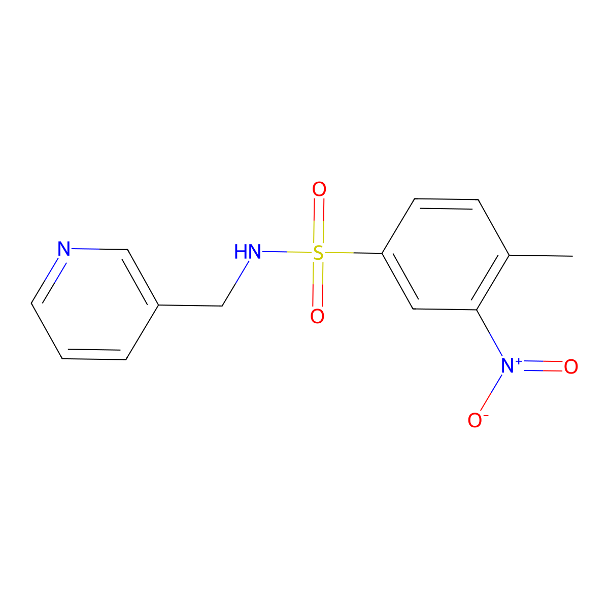 4-methyl-3-nitro-N-(pyridin-3-ylmethyl)benzenesulfonamide molecular structure, CAS 312587-73-8