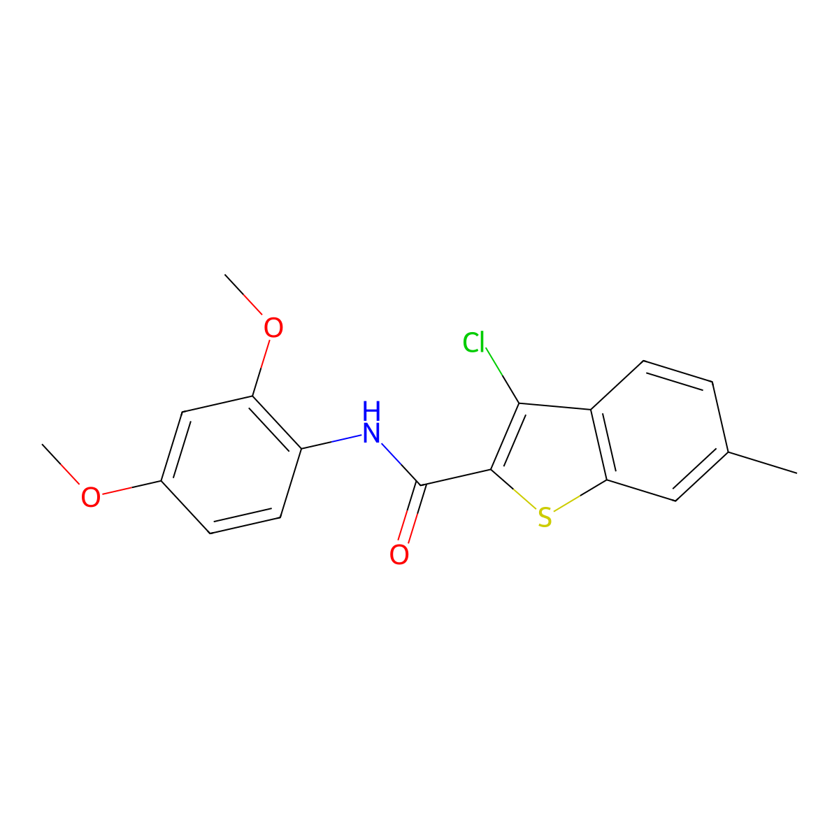 3-chloro-N-(2,4-dimethoxyphenyl)-6-methyl-1-benzothiophene-2-carboxamide molecular structure, CAS 312588-63-9