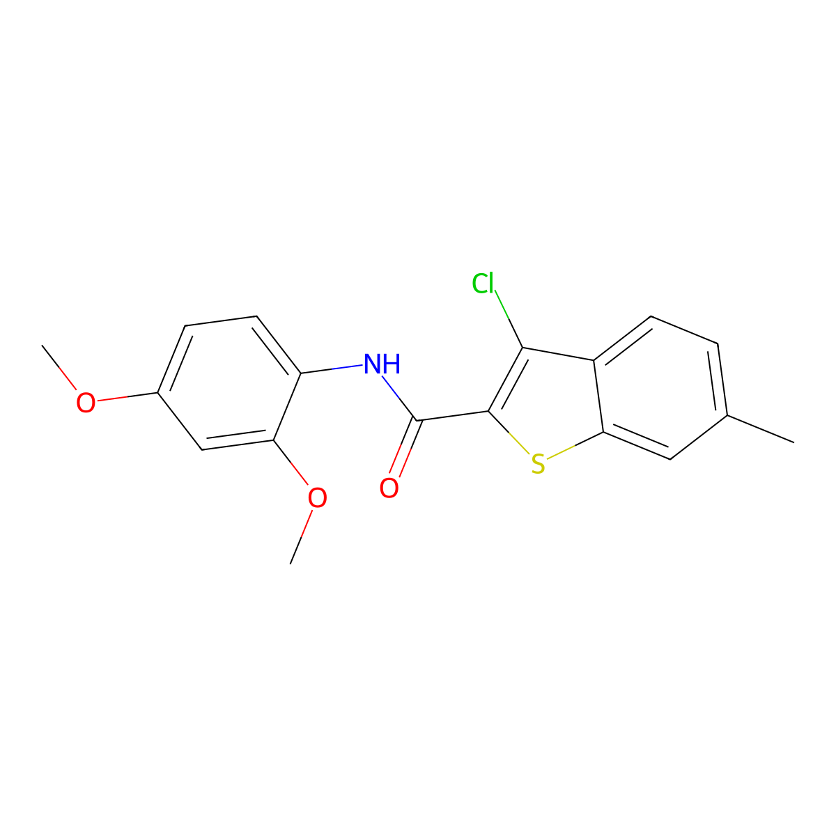 3-chloro-N-(2,4-dimethoxyphenyl)-6-methyl-1-benzothiophene-2-carboxamide molecular structure, CAS 312588-63-9
