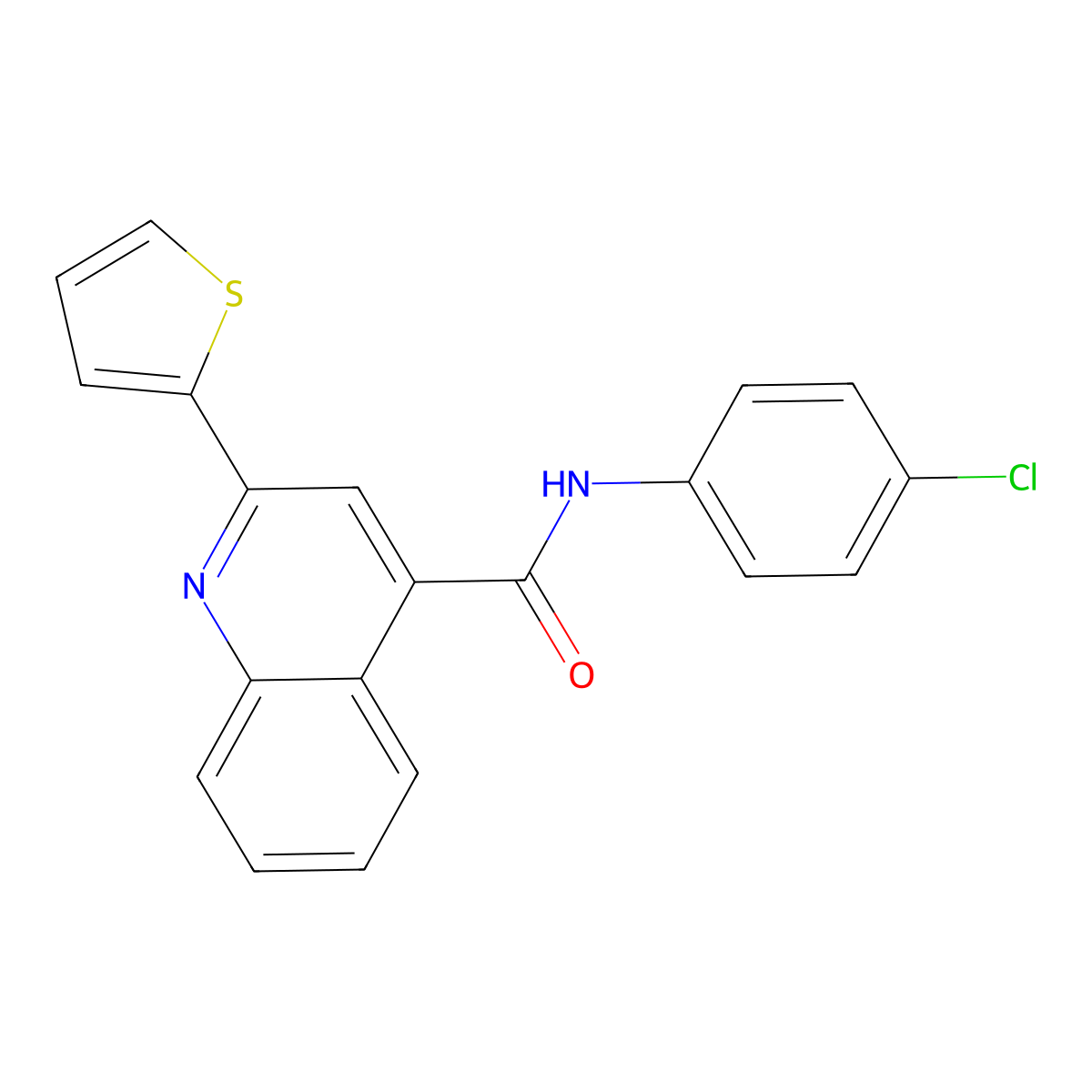 N-(4-chlorophenyl)-2-thiophen-2-ylquinoline-4-carboxamide molecular structure, CAS 312588-78-6