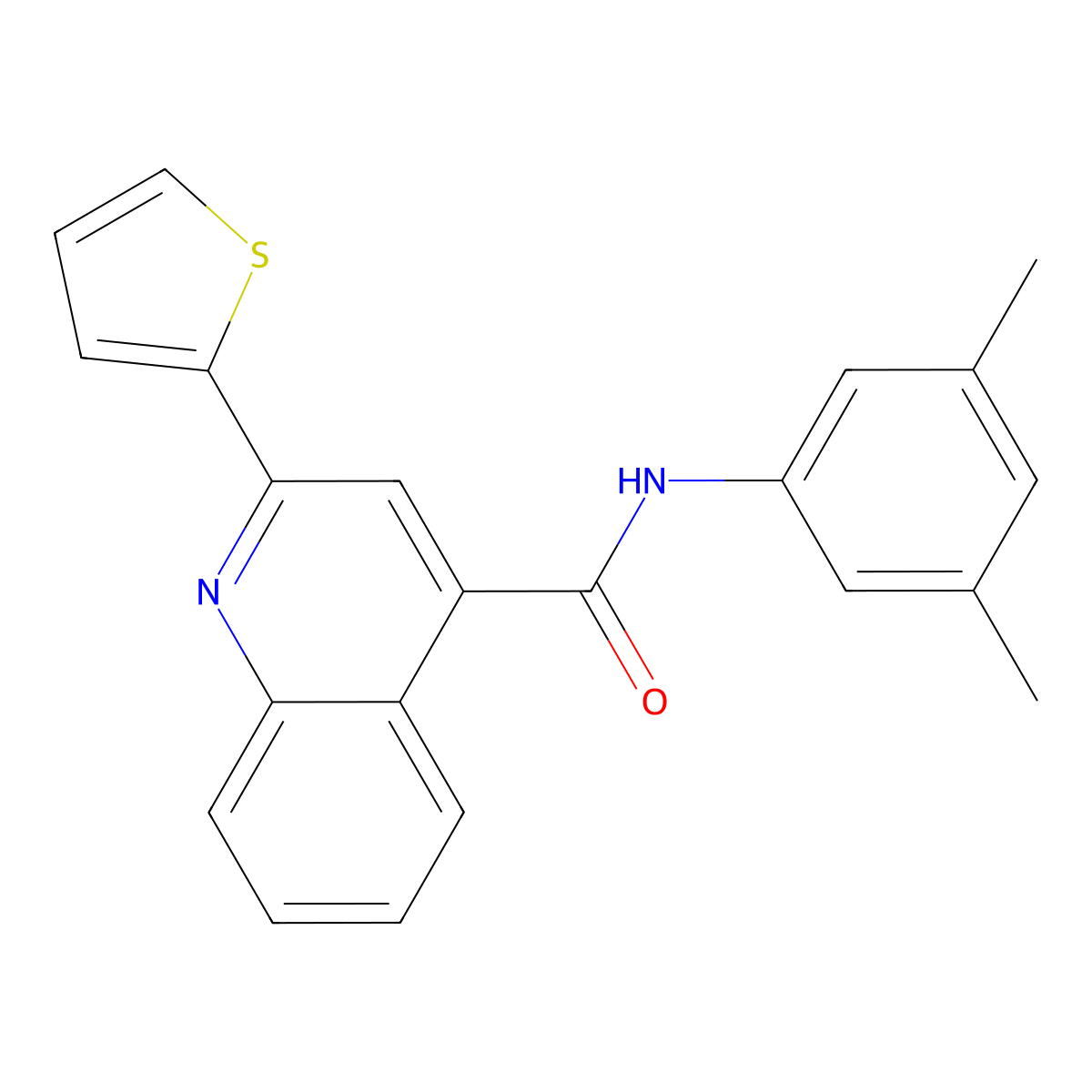 N-(3,5-dimethylphenyl)-2-thiophen-2-ylquinoline-4-carboxamide molecular structure, CAS 312588-81-1