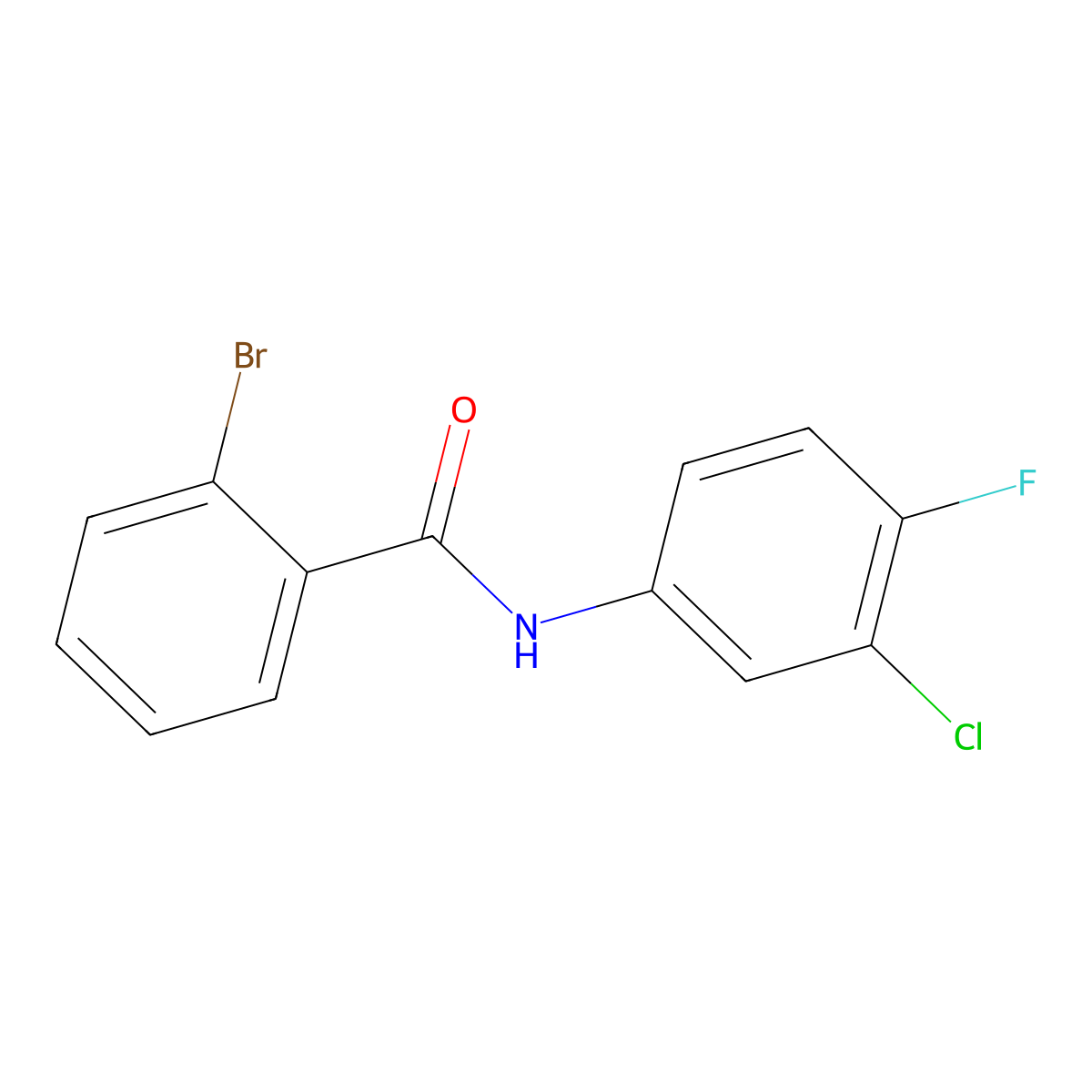 2-bromo-N-(3-chloro-4-fluorophenyl)benzamide molecular structure, CAS 312589-97-2