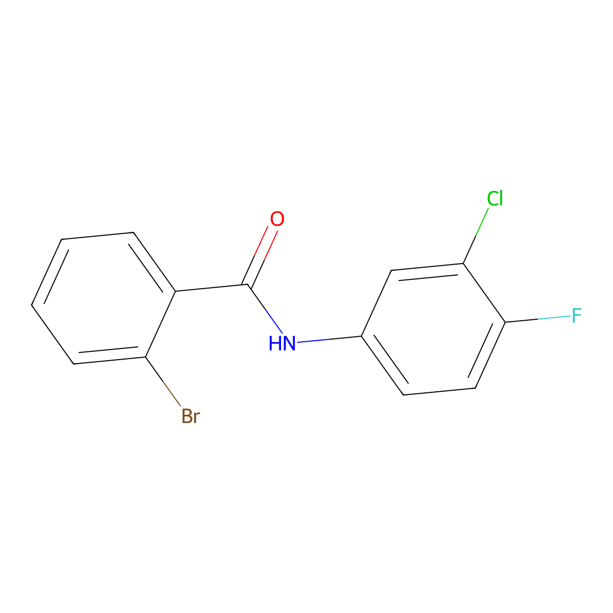 2-bromo-N-(3-chloro-4-fluorophenyl)benzamide molecular structure, CAS 312589-97-2