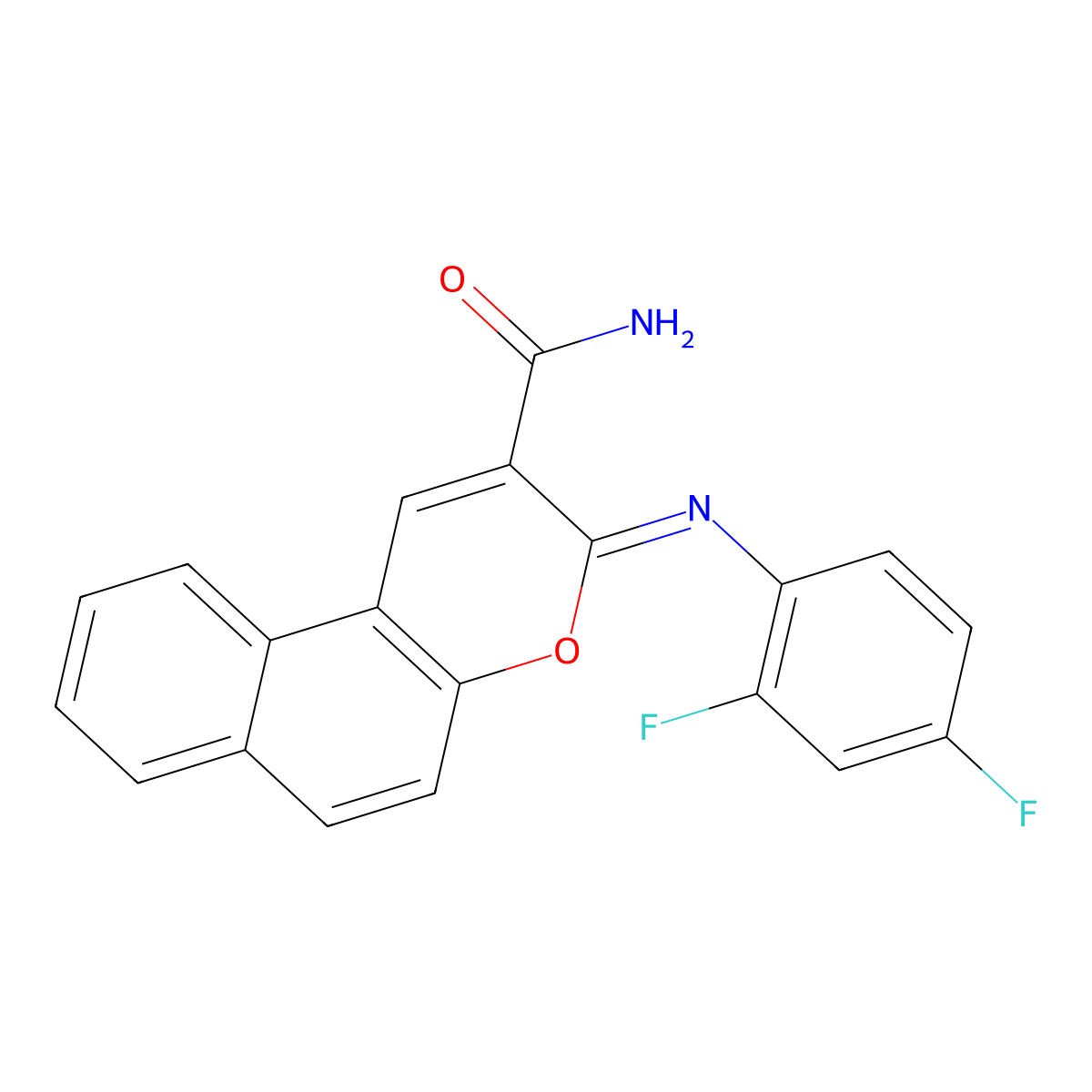 3-(2,4-Difluorophenyl)iminobenzo[f]chromene-2-carboxamide molecular structure, CAS 312589-99-4