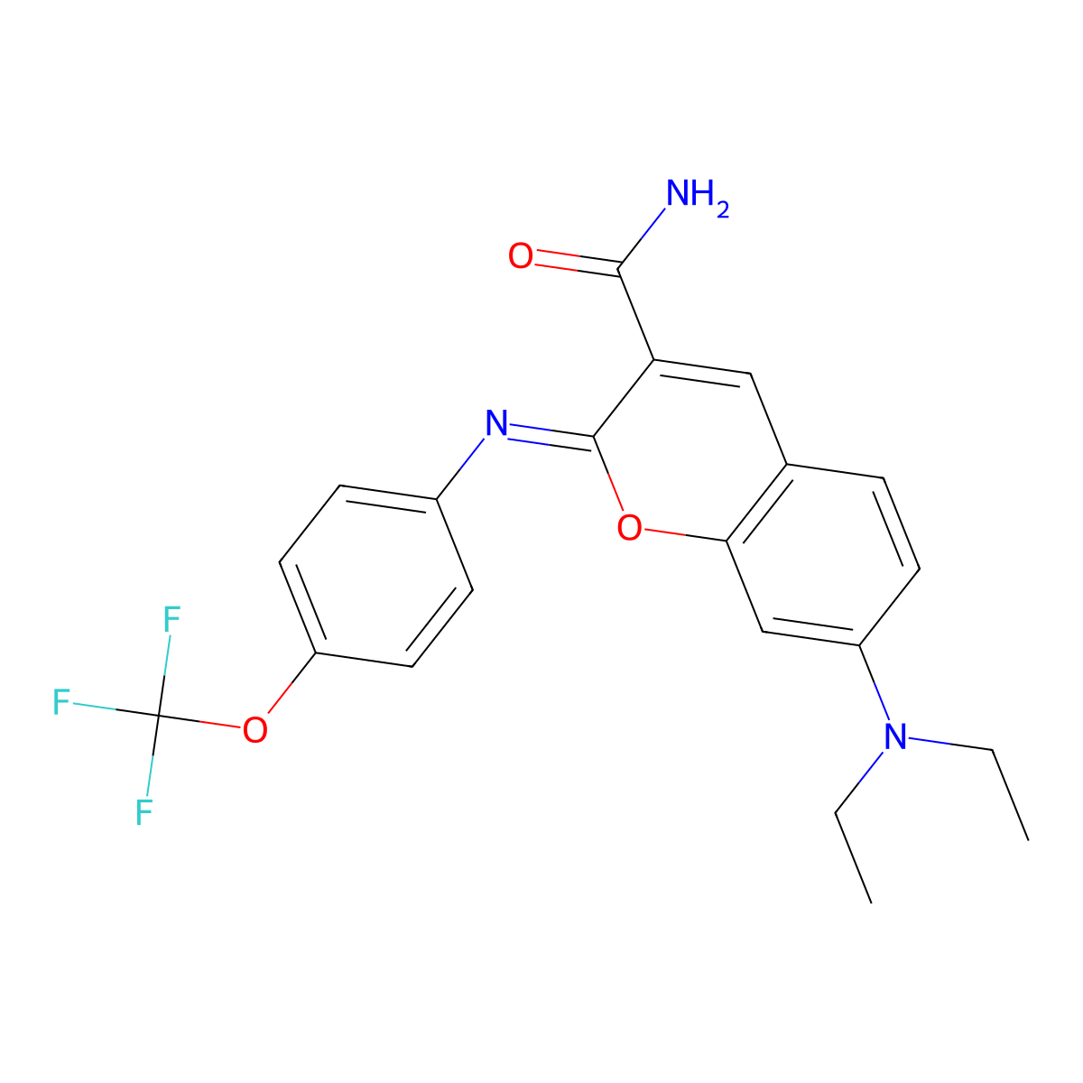(2Z)-7-(diethylamino)-2-{[4-(trifluoromethoxy)phenyl]imino}-2H-chromene-3-carboxamide molecular structure, CAS 312590-01-5