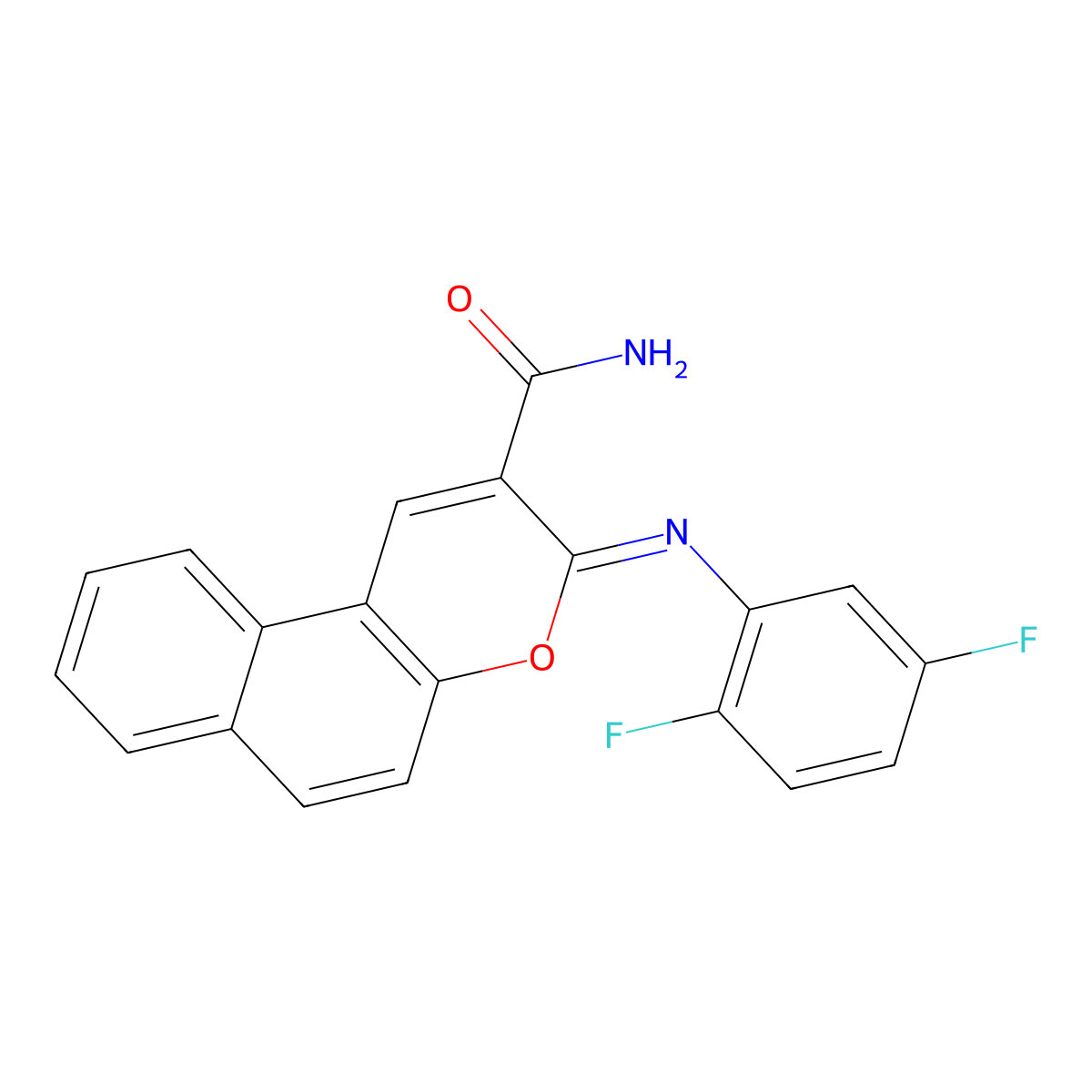 (Z)-3-((2,5-difluorophenyl)imino)-3H-benzo[f]chromene-2-carboxamide molecular structure, CAS 312590-04-8